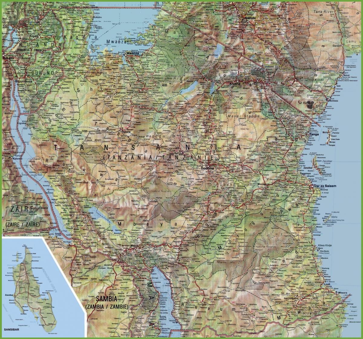Mapa detallado de tanzania