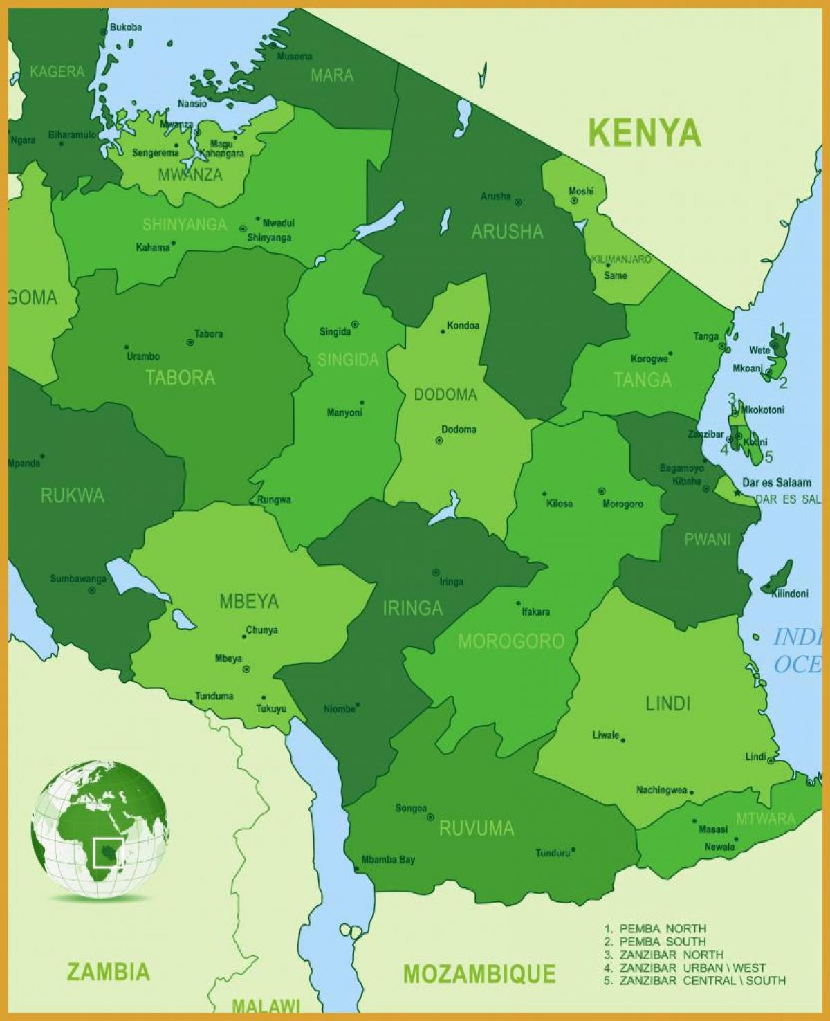 Mapa de tanzania vegetación