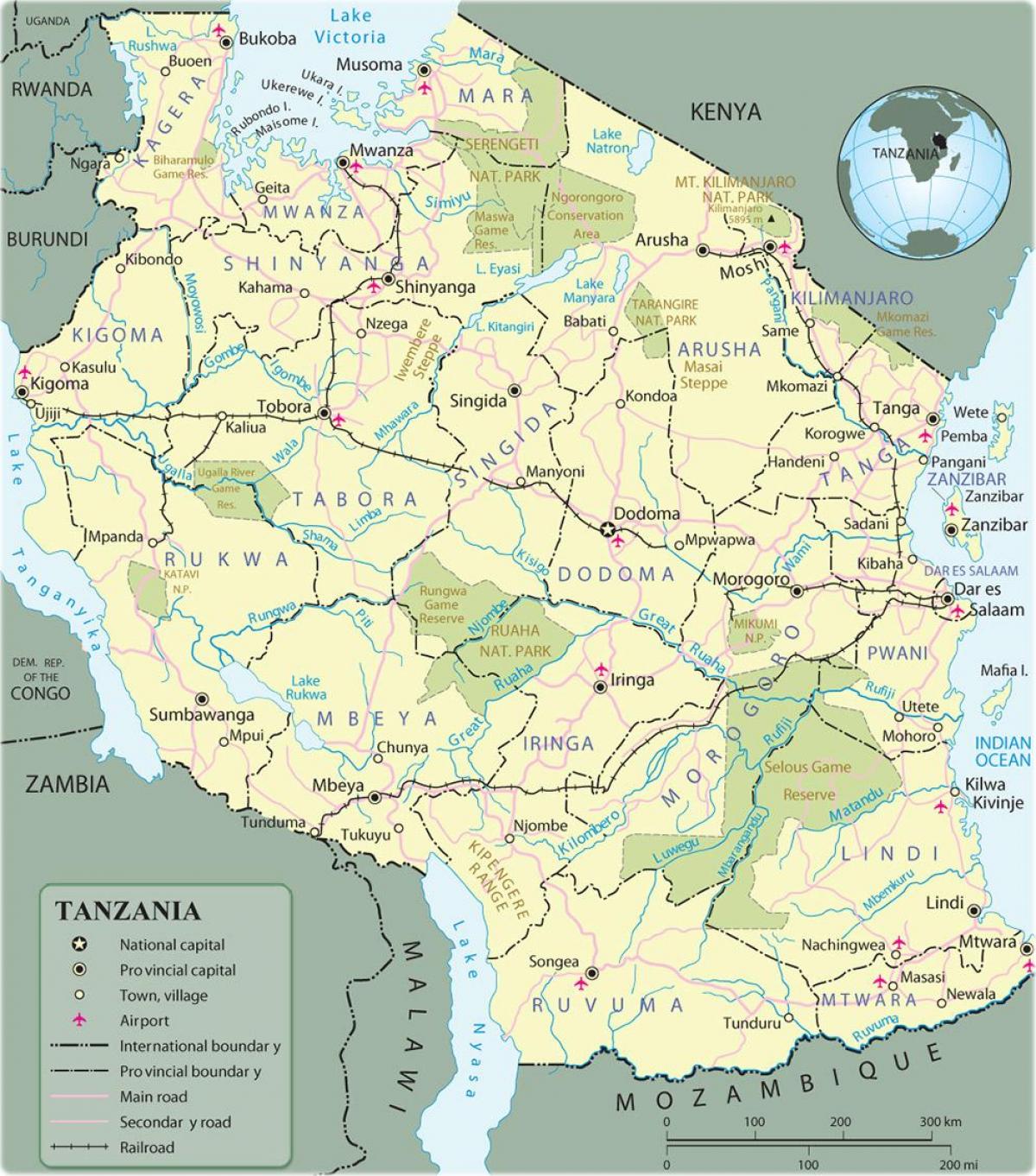 tanzania atracciones turísticas mapa