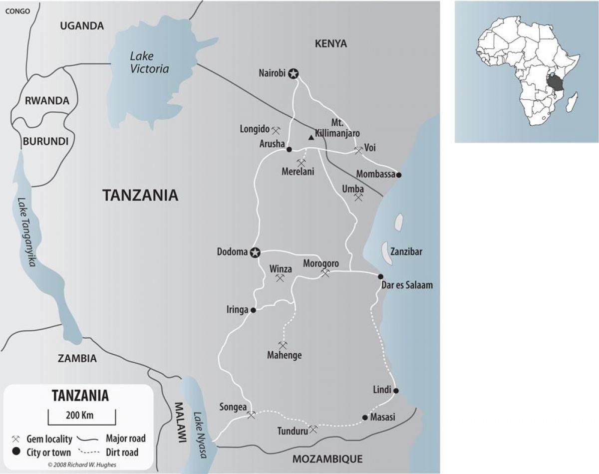 Mapa de tanzania minas de oro