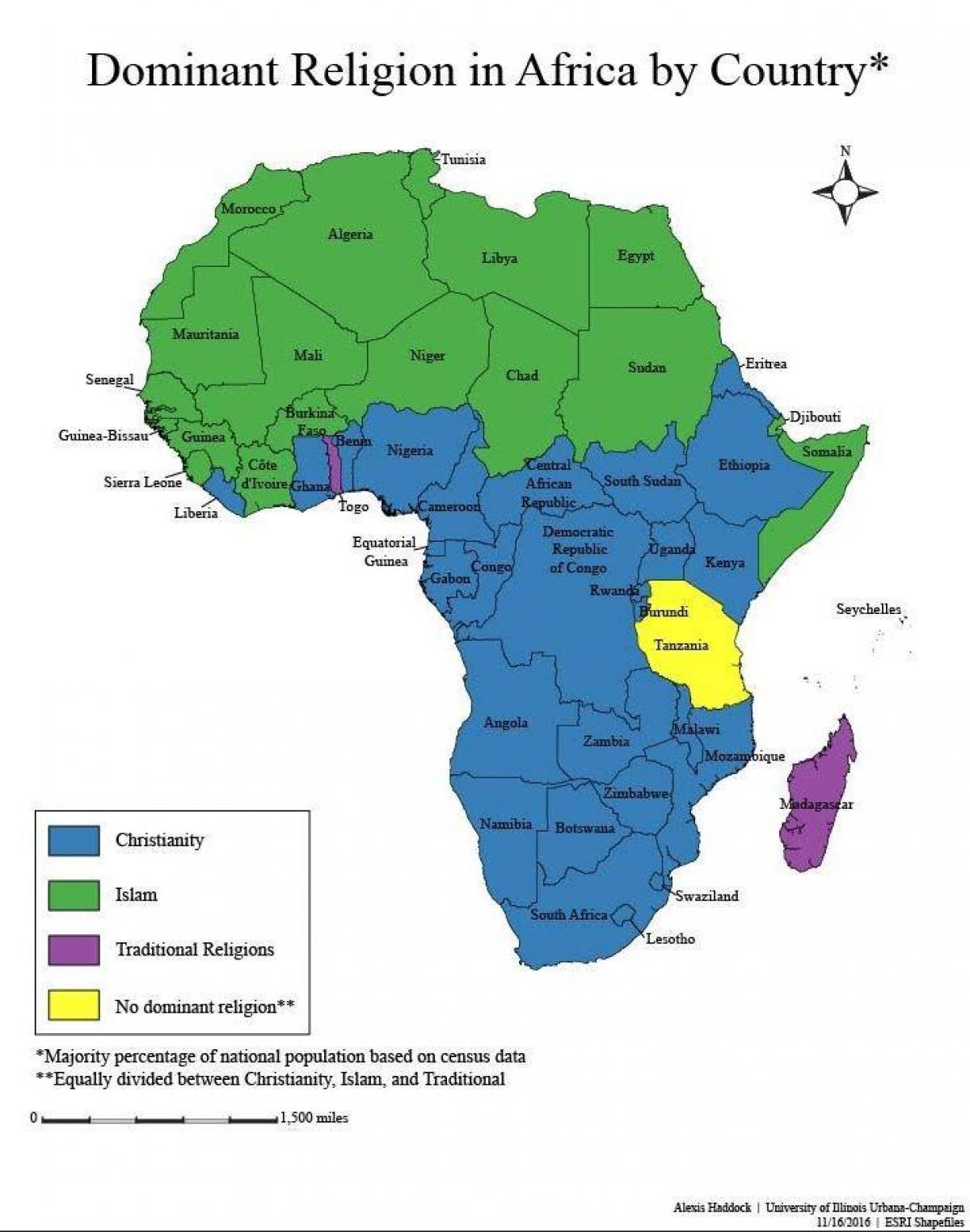 Mapa de tanzania religión