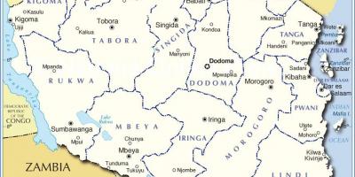 Mapa de tanzania, con el distrito de