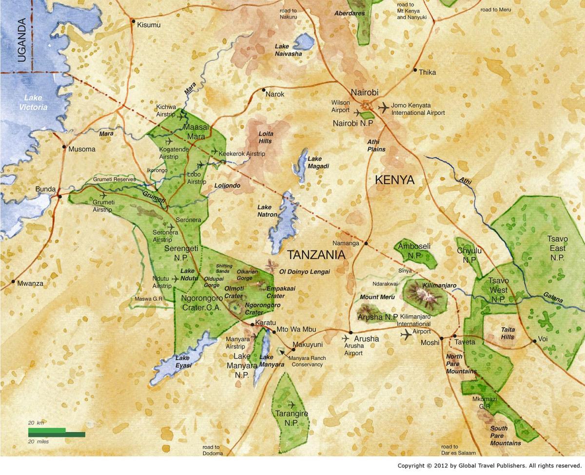 Mapa del norte de tanzania