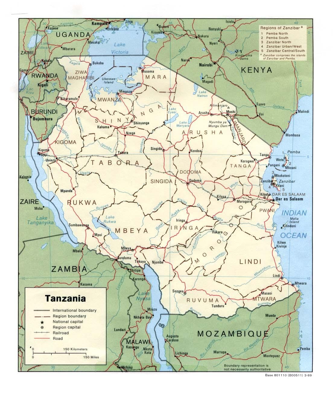 Mapa de los sitios históricos en tanzania