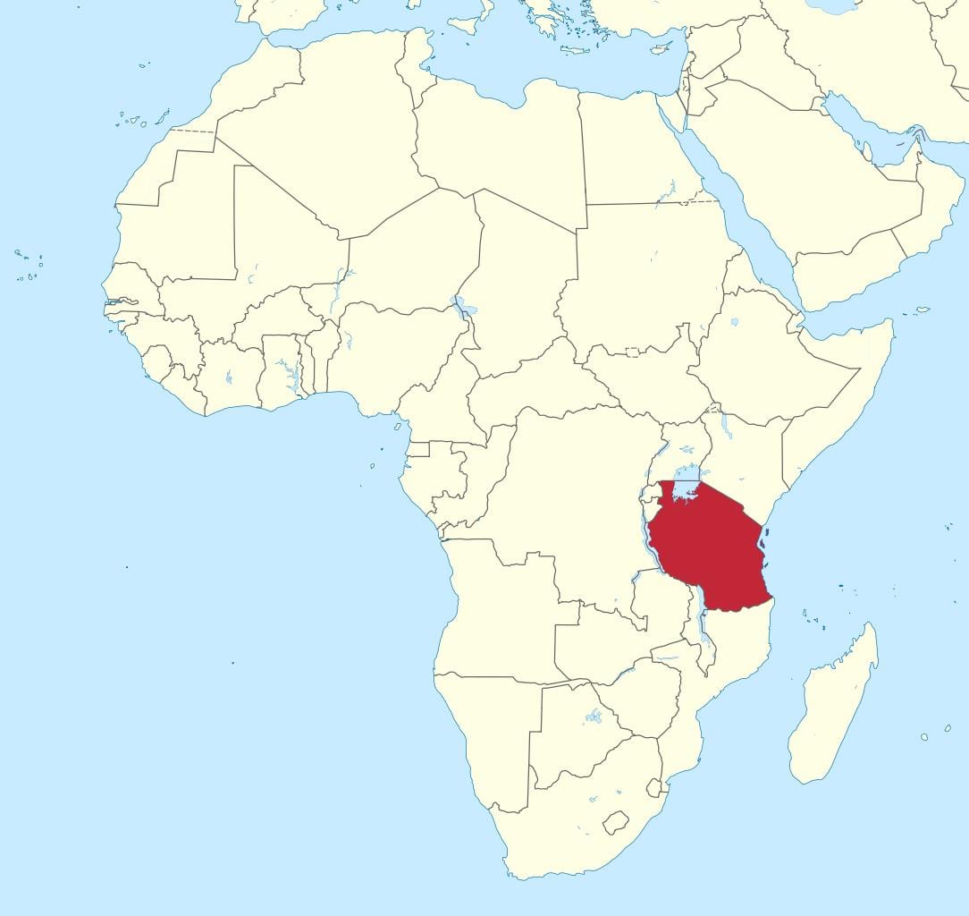 tanzania en el mapa de áfrica