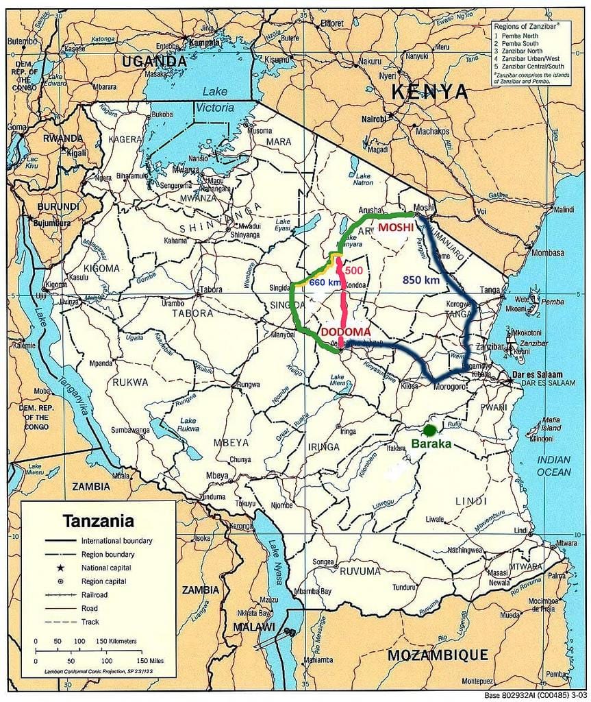 tanzania red vial mapa