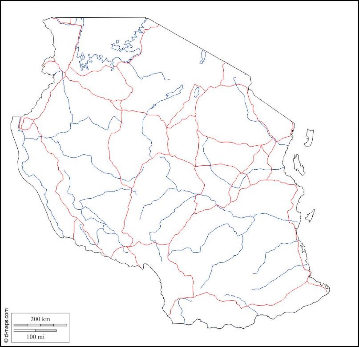 mapa en blanco de tanzania