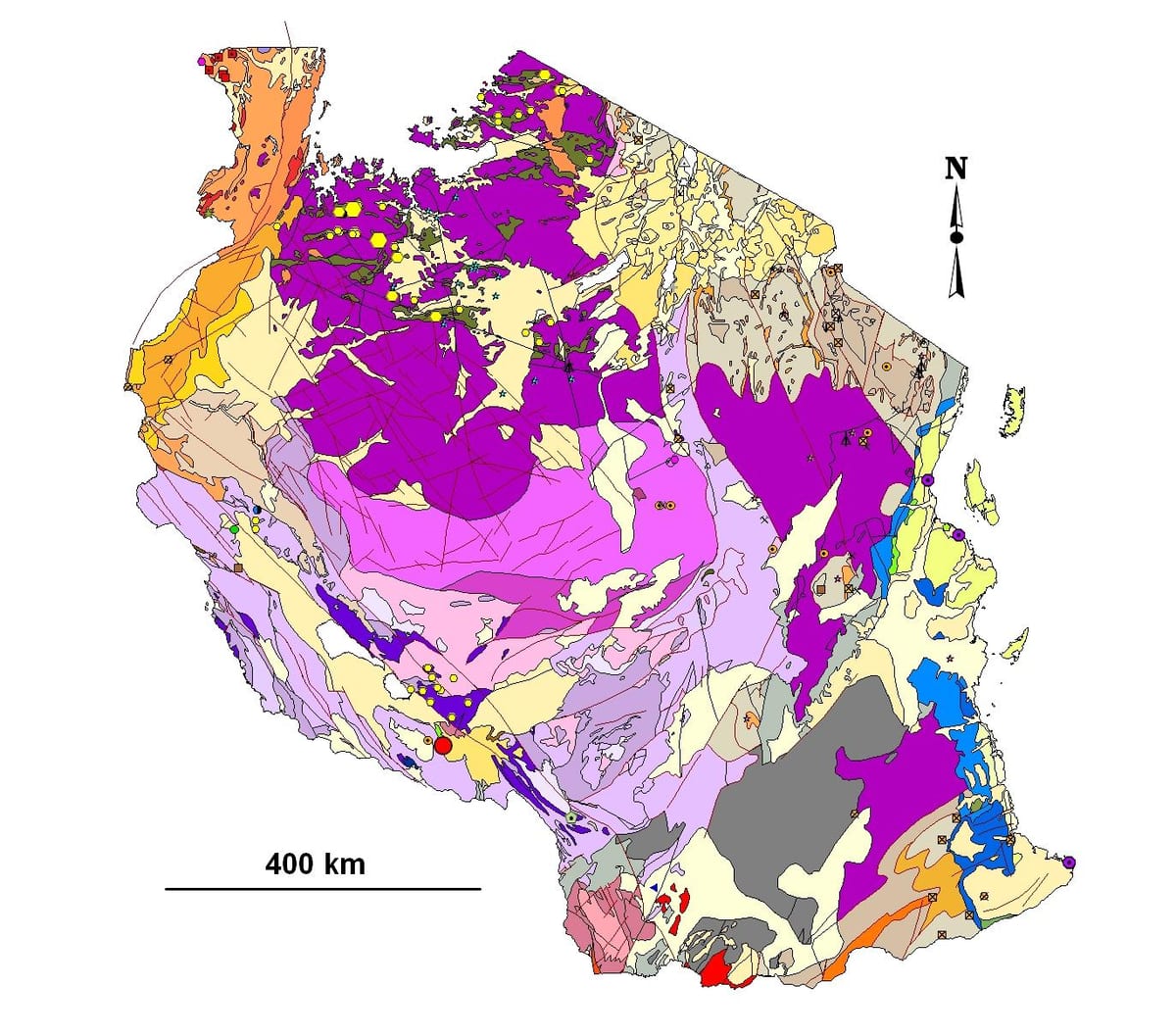 Mapa de tanzania geológico