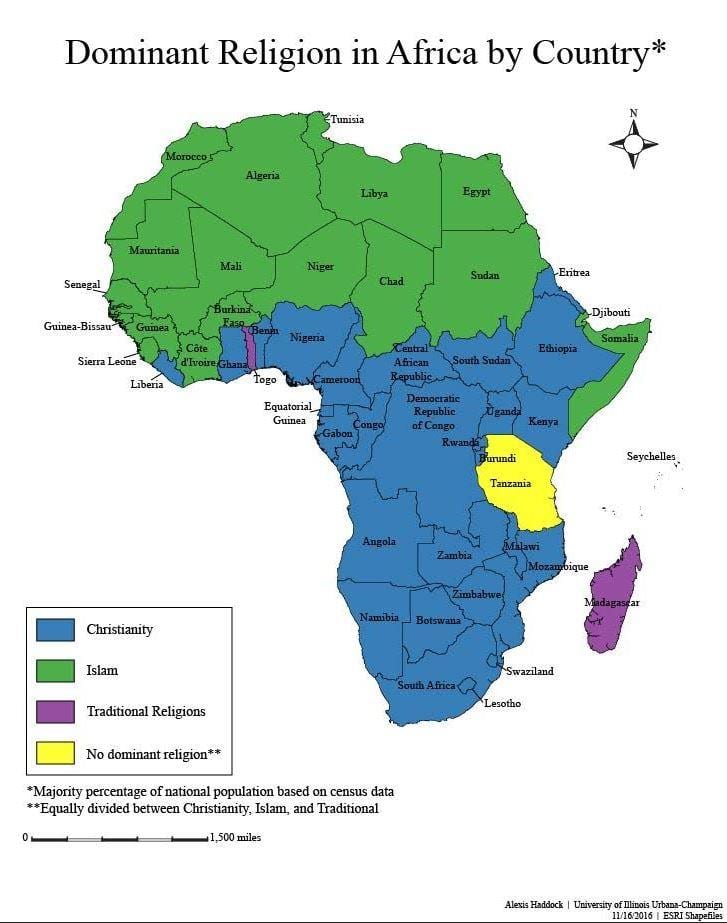 Mapa de tanzania religión