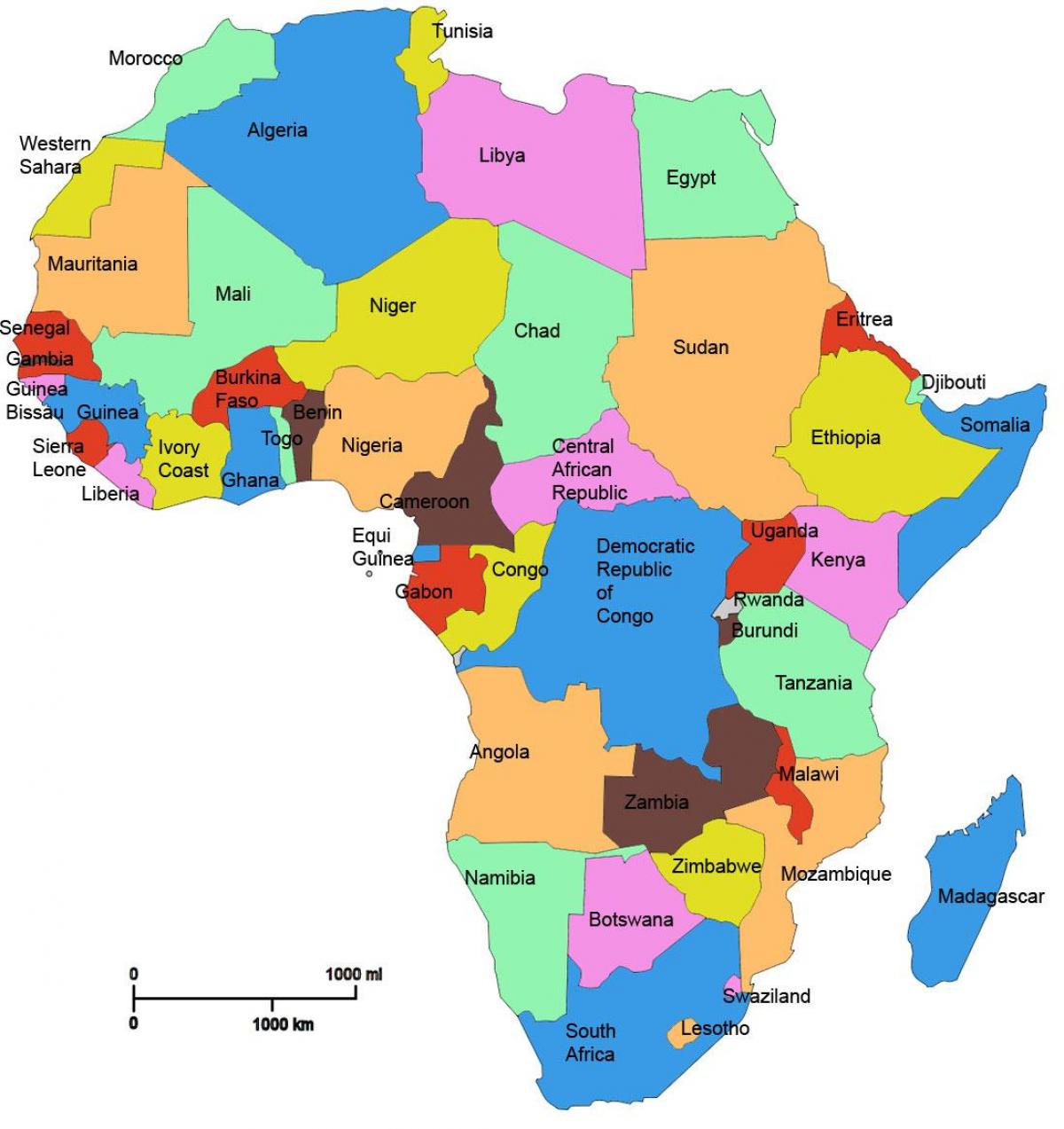 mapa de áfrica que muestra tanzania