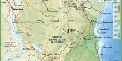 Mapa de carreteras de tanzania con distancias