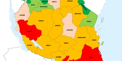 Tanzania densidad de población mapa