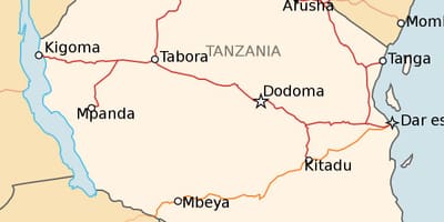 Mapa de tanzania ferrocarril