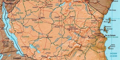 Tanzania mapa geográfico