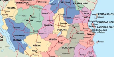 Mapa de tanzania político