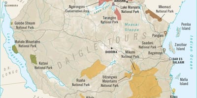 Mapa de tanzania reservas de caza